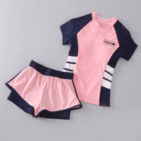 [KEYWORD HEADER] Swimsuit for Girls, 2 Piece Swim Shorts Set for Water Sports & Park Fun, Quick Dry Polyester Swimwear with Sun Protection