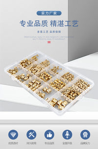400PCS Nut Assortment Box with Double Diagonal Brass Hot Melt Nuts for Microelectronics Injection Molding