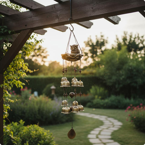 Resin Owl Chime Gift Choice Owl Wind Chime Soothing Melodic Garden Decor for Patio, Porch