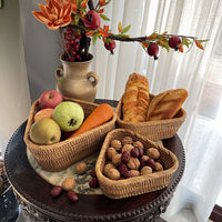 3 Pieces Triangle Woven Basket Set Handmade Versatile Bread and Snack Tray for Dining Table, Living Room, Party