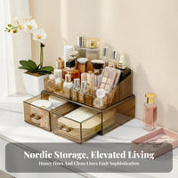 Tiered cosmetic Case with Drawers Clear View Design Multi-Tier Makeup Trolley