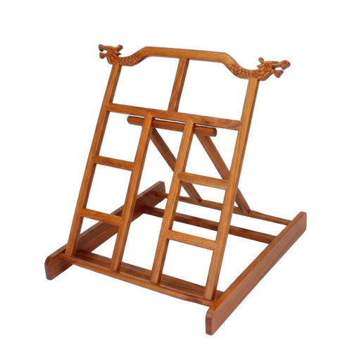 Book Stand with Dragon Carvings Tabletop Handwriting Book Stand Carved for Calligraphers, Students