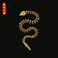黄铜响尾蛇活动关节仿真做旧立体蛇摆件古法微景观工艺品蛇年摆件