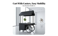 With Top fabric roof Roofed Display Wagon Large Capacity Multi-Tier Plant Trolley Decorative casters floral display stand adaptable Use for Garden lovers, Home Decorators, Promotional Events, Storefronts, Craft Fairs, Weddings