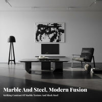 2 Pieces Minimalist design Matching Coffee Table and TV Console Luxury Design Media Cabinet and Table Combination Sta single Top Living Room Tables with Storage Drawers for Families, Homeowners, Newlyweds, Villa, Lounge Area, Bedroom