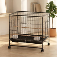 Stackable Bird Cage with Wheels, Single Level Medium Pet Bird Cage for Small Birds, Indoor Breeding Set with Multiple Doors, Black or White