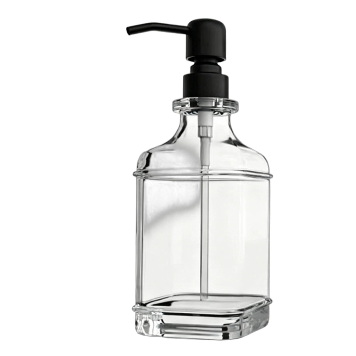 Square Glass Pump Bottle Large Capacity 18oz Glass Soap Dispenser Waterproof Stickers Included Washroom Accessory for Kitchen, Office
