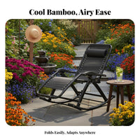 Folding Rocking Chair Adjustable Backrest Folding Rocking Lounger for Tailgaters