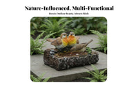 Decorative Bird Feeding Station Realistic Design double birds Log Feeder Weather Resistant Outdoor Bird Feeder for Gardeners, Backyard, Patio