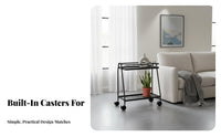 2-Tier Rolling Flower Rack With Wheels Utility Trolley Space-Saving