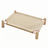 Raised Wooden Pet Bed Scratch-Friendly Elevated Wooden Pet Bed Artisan-Made