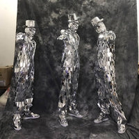 Mirror Man Costume Reflective Sequins Performance Suit for Dance Shows and Bar Performances Unisex
