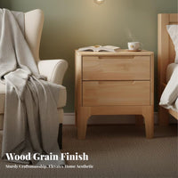 Rattan Front Nightstand Nordic Aesthetic Bedside Table Child-Safe Rounded
