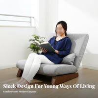 Reclining Floor Lounger Ergonomic Design Adjustable Woven Mat Recliner with Ottoman Armless Removable Cover for Students