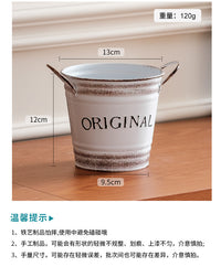 American Vintage Lettered Iron Flower Pot with Handles