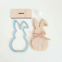 Wooden Easter Bunny Ornament Sturdy Wood Wooden Bunny Figurine Handmade Farmhouse Easter Decoration for Families, Tabletop Display, Tiered Tray, Home
