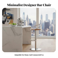 Adjustable Pedestal Stool Minimalist Design Pedestal Bar Stool Upholstered Seat Ergonomic Backrest for Business Owners, Bistro