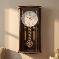 Pendulum Wall Clock Glossy Finish Home Decor Arabic Numerals