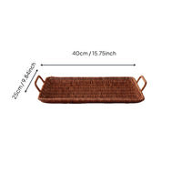 Double-Handle Wicker Tray Decorative Woven Tray Basket Long-Lasting