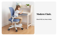 kids' Rolling Desk Chair Support Ergonomic Seat 360-Degree rotate Integrated Footrest for Students, Parents, perusing