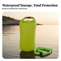 Double Design Swimming Safety Buoy Thickened Nylon Material Outdoor Water Swim Buoy Built-in Emergency Whistle for Triathletes, Lakes, Sea