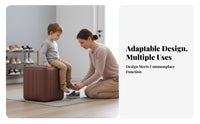 Upholstered Cube Pouf Minimalist Design Small Stool Soft Padded Seat for Bedroom