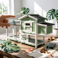 Wooden Small Pet Hutch Front-Opening Doors Small Pet Hutch Metal Latches Animal Habitat for Garden