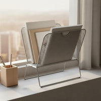 Metal Magazine Rack Sturdy Iron Wire Newspaper Stand Space-Saving Newspaper Storage Basket for Office, Desk