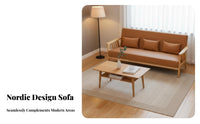 Nordic Design Wood Frame Settee Minimalist and design Sofa Small Space Solution Couch Comfortable Upholstery for Apartment Dwellers, Interior Designers, Living Room, Boutique, Reception Area, book niche niche