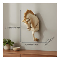 Horse Head Wall Mount Hand-Painted Resin Horse Head Statue Faux Wood Finish
