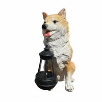 Solar Dog Garden Statue Auto on/deactivated Outdoor Decor Hand Painted Look