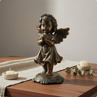 Praying Angel Figurine European Design Memorial Angel Statue Resin Craft Cherub Sculpture for Prayer Corner, Desktop, Graveyard