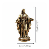 Holy Statuette Figurine Vintage Style Brass Blessed Statue Desktop Ornament for Office