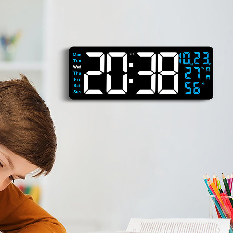 Large LED Wall Clock with Temperature and Humidity Display and Countdown Timer