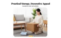 Woven Hamper with Lid Large Capacity Storage Basket Multipurpose for Families