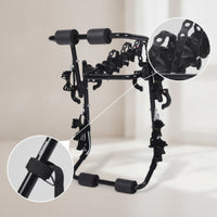 Universal Fit Trunk Bike Rack Stable Trunk-Mounted Two-Wheeler Rack Sturdy 3-Bike Carrier for Sedans