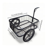 Mesh Cargo Trailer Compact Trailer with Mesh Basket Low-Profile Pull Cart with Handle for Fishing, Grocery Shopping