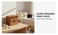Rattan Storage Cabinet Space-Saving Nordic Desk Organizer Desk Drawer Organizer for Students