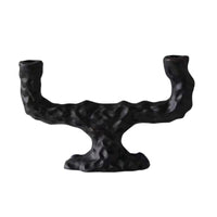 Double Candle Holder Abstract Taper Candlestick Holder Weighted for Sideboard