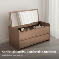 Hinged-Lid Vanity Desk Space-Saving Design Dressing Table Built-in Storage Multi-Functional for Teenagers