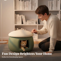 Mushroom-Shaped Cat House Stool Space-Saving Enclosed Pet Retreat Double-functionPurpose Design Cute Shape for Felines