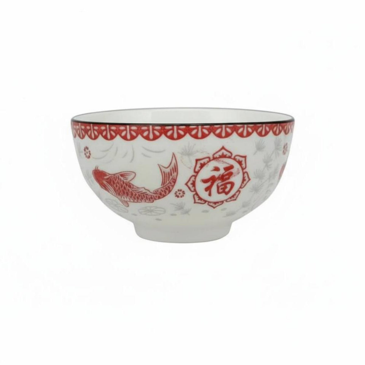 Red Ceramic Bowl, Fortune Theme, Festive Tableware, Wedding, Housewarming
