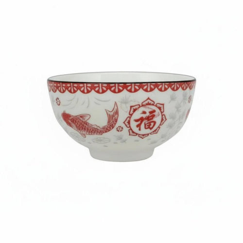 Red Ceramic Bowl, Fortune Theme, Festive Tableware, Wedding, Housewarming