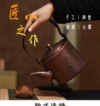 厂家供应提梁款1升纯紫铜壶 手工烧水壶 煮茶壶 中式茶艺壶 批发