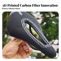 3D Printed Bike Saddle Breathable Carbon Fiber Two-Wheeler Seat Non-Slip Surface Carbon Fiber Bike Seat for Mountain Bikers, Road Cyclists
