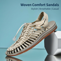 Plus Size Braided Sandals Women's Casual Daily Wear Fisherman Shoes, Solid Color Round Toe Ankle Strap, Microfiber Upper, Rubber Sole