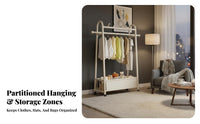 Rolling Clothes Rack with Shelf on casters Wheeled Clothes Rail with Shelf complimentarystanding sturdy Duty for Homeowners