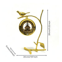 Bird Clock with Stand Gold-Toned Table Clock with Bird Roman Numeral for Bedroom