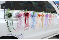 Wedding Car Rearview Mirror Decoration Flowers with Bow Door Handle Flowers Artificial Flowers for Staircase Handrails