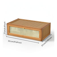 Breathable Storage Cabinet with Woven Door Modular Storage Cabinet with Doors Space-Saving Wooden Bin Multi-Use for Bedroom, Small Apartments, Entryway